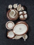 Two trays of Crown Ducal and Hampton Staffordshire red,