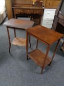 Two two-tier occasional tables