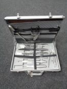 An aluminium cased Schiller professional knife set