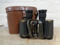 A pair of WW II Kershaw bino-prism No2 MKII x 6 binoculars in leather case