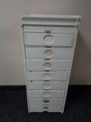 A painted Edwardian eight drawer music chest