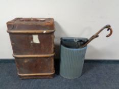 An early 20th century Bentwood bound shipping case,