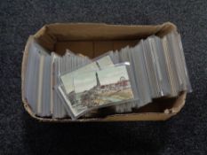 A box of twentieth century black and white & colour postcards