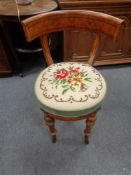A nineteenth century continental walnut chair with tapestry seat