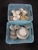 Two boxes of Japanese Diane fine porcelain china,