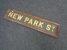 A wooden New Park St.