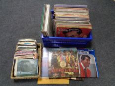 A box of vinyl LP records including The Beatles,
