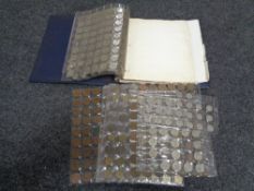 A box of twentieth century pre decimal coins in folders and coin sheets