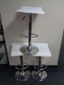 Three gas lift bar seats with leather seats