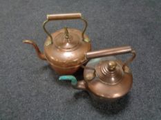 Two antique copper kettles