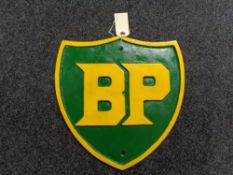 A cast iron BP plaque