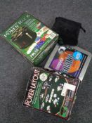 A poker rack and chips,