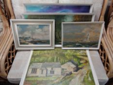 A 20th century oil on board, St Mary's lighthouse, by G.