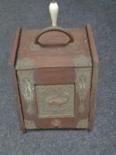 An oak Art Nouveau coal receiver