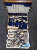An oak canteen of part set stainless steel cutlery,