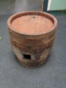 An oak coopered barrel,