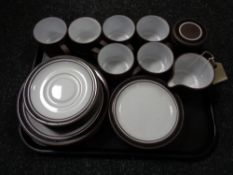 A tray of twenty four pieces of Hornsea Lancaster Vitranic tea china