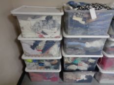 Eight plastic crates of lady's clothing