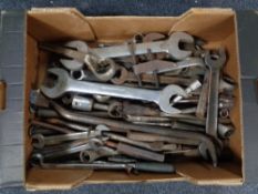 A box of large quantity of metal hand tools