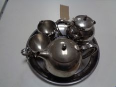 A four piece Olde Ball tea service on tray