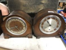 Two 1930's oak cased mantel clocks