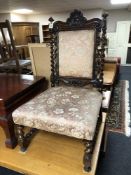 A late Victorian mahogany barley twist occasional chair