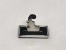 A rare silver Victorian menu holder in the form of a ships rudder by James Dudley of Southsea