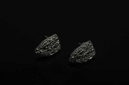 A pair of antique style white gold earrings set with diamonds 13 mm x 9 mm.