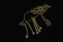 A 10ct yellow gold pendant on 14ct gold belcher chain, set with approximately 0.25ct diamonds.
