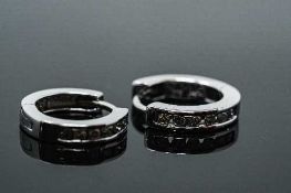 A pair of 10ct white gold diamond set earrings, 2.9g.