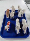 A tray of Staffordshire style dog figures