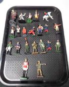 A tray of military figures,