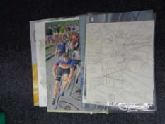 A Simon Jones artist's folio of pictures