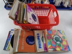 A box of mid century 45 singles, Shirley Bassey, Billy Fury, Russ Conway,