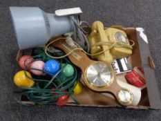 A box of UV lamp, barometer,