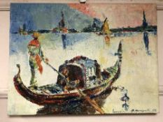 Continental School : Gondola, oil on canvas.