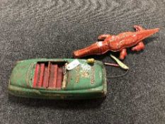 A mid century Dick Tracy tin plate squad car,