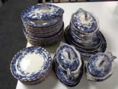 A quantity of antique Chatsworth blue and white dinner ware,