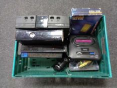 A crate of Sega Mega drive II, Xbox, Xbox 60, PS2,