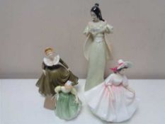 A Royal Doulton figure - Cherry Blossom HN 3092 together with three further Royal Doulton figures -