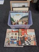 A box of four Jieckmann twentieth century prints on board depicting Paris street scenes,