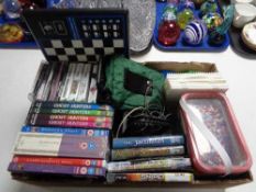 A box of electronic chess board, Nintendo DS games, Hama beads,