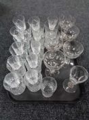 A tray of drinking glasses,