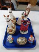 A tray of China, Italian figure - Dancer,