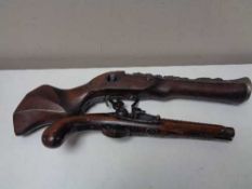 Two reproduction flintlock pistols (a/f)
