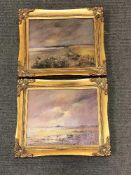 Nancie Foster : Towards Boulmer, oil on board, 25 cm x 19 cm,