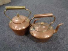 Two Victorian copper kettles