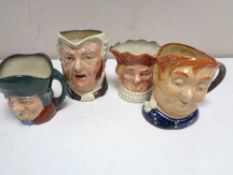 Four small Royal Doulton character jugs - Old King Cole,