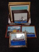 A box of eight framed pictures depicting boats - The Cliff Quay,