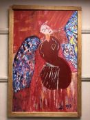 Continental School : Abstract figure, oil on board, framed.